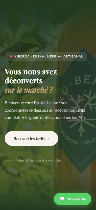 Aperçu mobile de BroKa — Page QR Marché